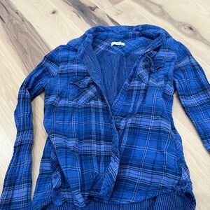 beachlunchlounge Navy Plaid Button Down Shirt
